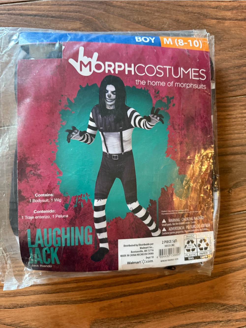 Laughing Jack Boys Black & White Costume (M 8-10)